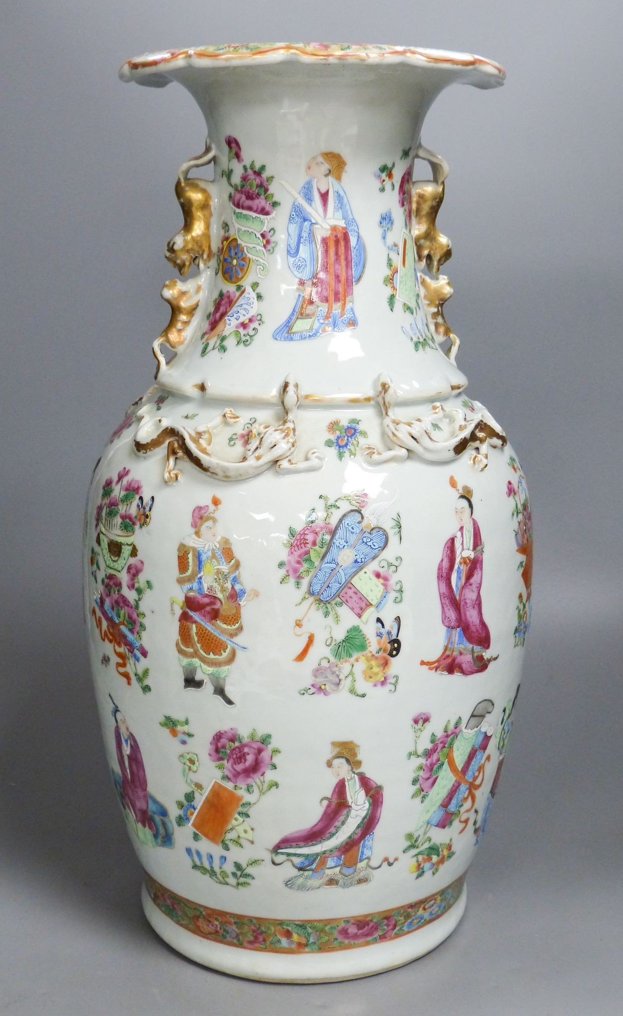 A Chinese famille rose vase, 19th century, neck a/f, 42.5cm